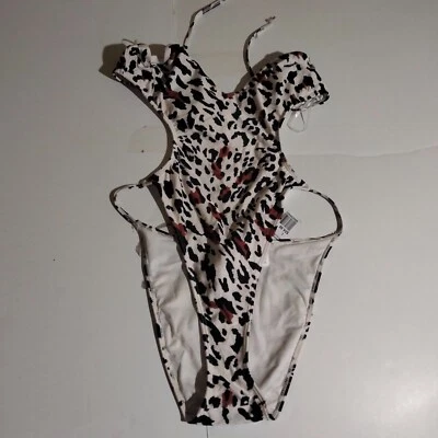 Forever 21 Off White Negro Animal Print Traje De Baño Una Pieza Grande Adolescente Nuevo Con Etiquetas Foto 1 de 4