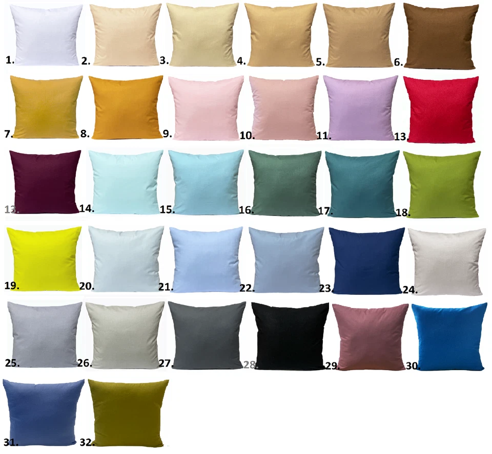 Kissenhülle 40x40 in 32 Farben Dekokissen Kissenbezug UNI 100% Baumwolle Hülle. - Bild 1 von 1