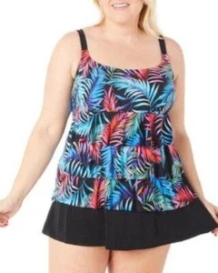 LONGITUDE Plus Size 22W Tropical Palm Tiered Swimdress NWT $150 - Picture 1 of 2