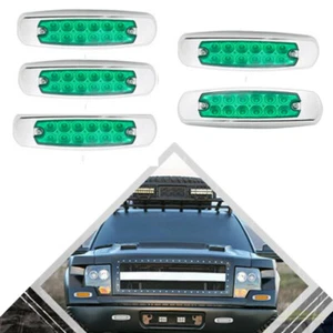 5PCS Green Thin Side Marker Light Clearance 12LED Lamp Chrome Freightliner Truck - Picture 1 of 6