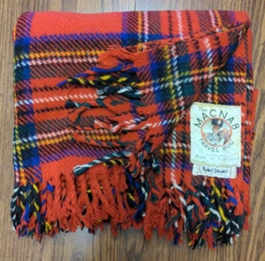 Vintage MacNab Reiseteppich Wolle Royal Stewart Überwurf Tartan kariert rot blau 68x54 - Bild 1 von 6