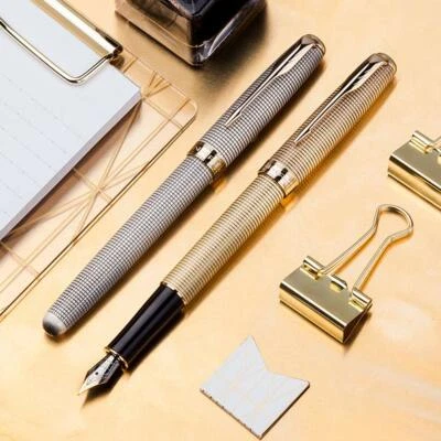 2 PIEZAS Pluma Estilográfica Jinhao Rejilla Metal, Retro Barril Cobre Borde Dorado Clip Foto 1 de 4