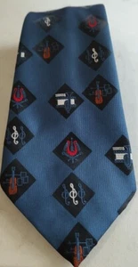 Grenadier Necktie Tie Music Note Guitar Trombone Blue Polyester Great Britain - Picture 1 of 9