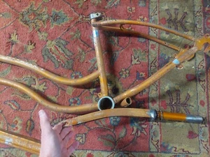 64 66 Gold Schwinn Slik Chik Bicycle Frame sprocket fork NO CHAIN GUARD HB47678 - Picture 1 of 8