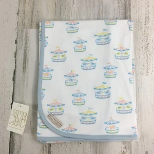 The Beaufort Bonnet Company Buggy Blanket Candy Stripe Carousel Baby Boys NWT - Picture 1 of 6