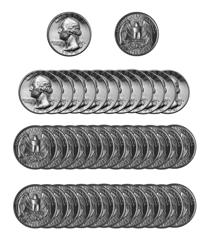 1974 -D Washington Quarter Roll BU Clad 40 US Coins Cover