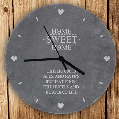 Personalised Home Sweet Home Slate Clock Keepsake Ornament Gift - Image 1 of 4
