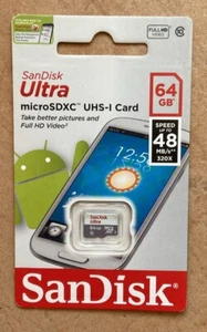 SanDisk Ultra microSDXC UHS-I Card 64 GB 48 MB/s Speicherkarte - NEU - Bild 1 von 2