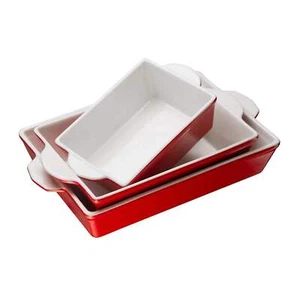 Kook Ceramic Baking Dish Set of 3 | Cherry Red Bakeware - Picture 1 of 2