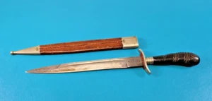 Vintage German F. Herder Abr. Sohn Solingen Dagger Knife Dirk + Leather Scabbard - Picture 1 of 13