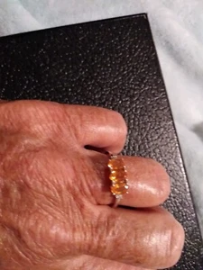  Geniune Fire Opal ring sz9 Diamond Accents - Picture 1 of 8