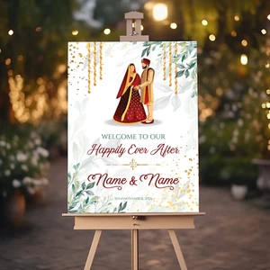 Welcome Board Wedding Indian Desi Personalised Bride Groom Sign A1 A2 A3 A4 - Picture 1 of 12