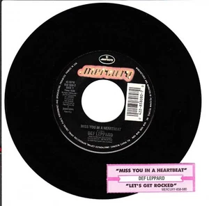 Def Leppard, Miss You In A Heartbeat/Let's Get Rocked, 45 VG 1993 Mercury - Picture 1 of 2