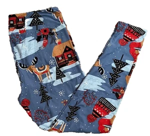 LuLaRoe Leggings ~ TC ~ SCHIEFERBLAU ~ RENTIERFUCHS SCHNEEFLOCKEN ~ Winter Wonderland - Bild 1 von 3