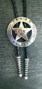 Bolotie TEXAS RANGERS Western Cowboy Confederate Ranger Badge Rebel Leder-Cord - Bild 1 von 1