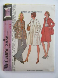 Vtg 1973 McCalls 3836 Ladies 12 Jacket Blazer Uncut Misses Swing Coat Pattern - Picture 1 of 8