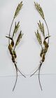 Vintage Home Interiors Metal Wheat Sheaf Wall Hanging Decor 31" Set Of 2
