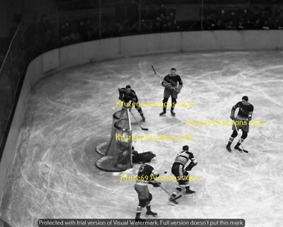 DAVEY KERR Defends NET with PRATT & COULTER vs HAWKS 4x5" B+W NEGATIVE RANGERS - Image 1 of 2