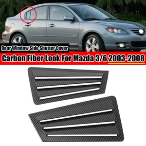 For Mazda 3 Sedan 2003-2008 Carbon Fiber Rear Window Shutter Trim Air Vent Scoop - Foto 1 di 11