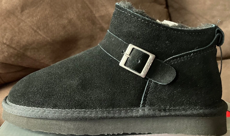 PAWZ by Bearpaw Casual Boots Shorty Suede Rubber Outsole Amy Womens Size 7 Black