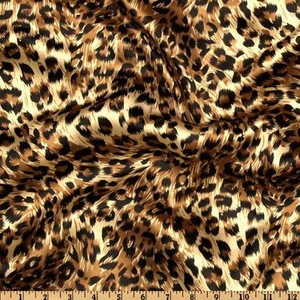 5 Yards 60" Large Print Cheetah Leopard Animal Silky Charmeuse Satin Fabric - Picture 1 of 1