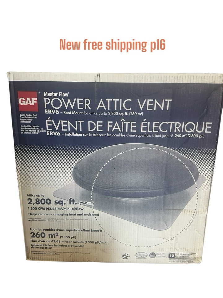 Ventilador de ático GAF Master Flow 1500 CFM Power montaje en techo ERV6SMWW espinilla de madera desgastada Foto 1 de 1