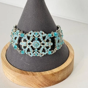 VCLM Armband viktorianischer Stil filigran blau Strass silberfarben - Bild 1 von 8