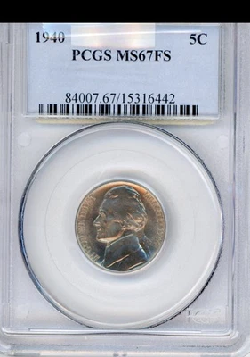 1940 Jefferson Nickel 5c PCGS  MS67FS - Image 1 of 2