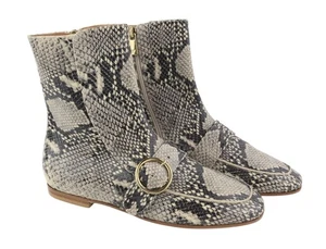 EMPORIO ARMANI Women Boots EU37 Leather Ankle Snake Python Printed Almond Toe - Picture 1 of 10