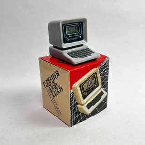 Vintage lata 1980 KOMPUTEROWY ZEGAR BIURKOWY Kompletny z pudełkiem i nowymi bateriami! Miniatura - Zdjęcie 1 z 8