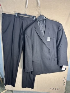 NWT Pronto Uomo Platinum 2 Piece SUIT 56L 52xunHEMmed Charcoal 100% WOOL Altered - Picture 1 of 21