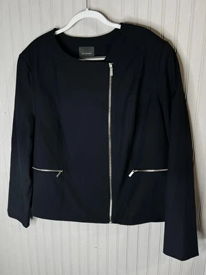 Chaqueta Blazer The Limited Mujer 24W Azul Marino Cremallera Asimétrica Forrada Oficina NUEVO Foto 1 de 4