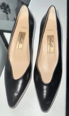 Amalfi Women's Italian Leather Pumps Size 7 Black. Made In Italy Pre-owned! - Image 1 of 4