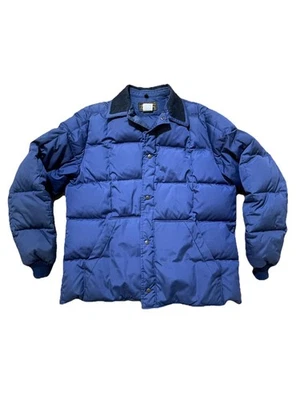 EDDIE BAUER GOOSE DOWN PUFFER JACKET XXL NAVY BLUE VINTAGE 80's QUALITY USA - Image 1 of 4