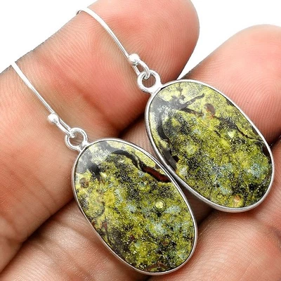 Dragon Blood Stone - South Africa 925 Sterling Silver Earrings Jewelry E-1001 - Image 1 of 4
