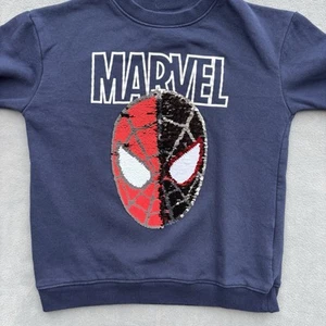 H&M Marvel Comics Spiderman Flip Sequins Pullover Sweater Kids Navy(Size 8-10Y) - Picture 1 of 11