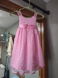 Bonnie Jean Girls Size 5 PINK DETAILED CHECKED EYELIT & EMBROIDERED SUMMER Dress - Picture 1 of 13