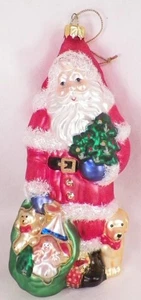 Santa Claus Christmas Ornament Glass Toys in Sack Tree Large 7in Modern #597 - Picture 1 of 8