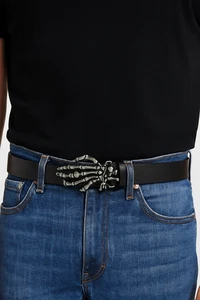 Custom Size Men's Leather Belt - Halloween Bikers Belt- skeleton hand belt - Picture 1 of 3