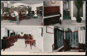 HARRISBURG PA J H Truppe Musikhaus Vintage Prelinen Postkarte alt Multiview PC - Bild 1 von 1