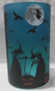 Yankee Candle Frosted Large Jar Holder J/H HALLOWEEN WITCHES pumpkin teal black - Picture 1 of 5