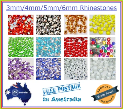 100-1000 Crystal Rhinestones Non-HotFix Assorted Flatback Nail Art Craft 3-6mm - image 1 of 4