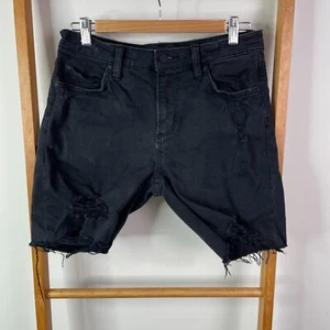 Rolla's Tim Slim Shorts Mens 30 Black Denim Cut Off Distressed Raw Hem Casual - Picture 1 of 9