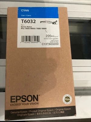 GENUINE EPSON T6032 220ML CYAN STYLUS PRO 7800 7880 9800 9880 FACTORY SEALED u - Image 1 of 2