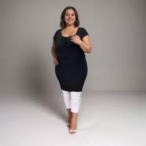 ROCKTHOSECURVES WOMENS LADIES SCOOP NECK CAP SLEEVE DRESS LONG TOP PLUS SIZE - Picture 1 of 11