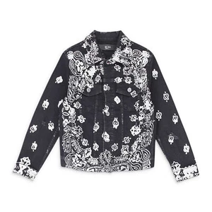 NWT AMIRI BLEACHED BANDANA TRUCKER BLACK JACKETS SIZE 8Y $690 - Picture 1 of 7