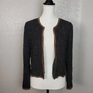 Stenay Strickjacke Jacke Seide schwarz Perlen langarm gefüttert Vintage Small - Bild 1 von 10