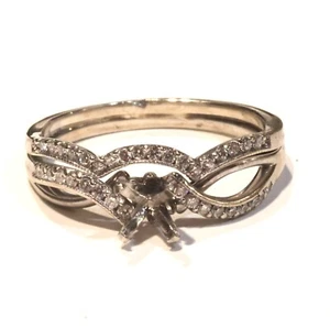 Alianza de boda redonda de oro blanco de 14k con diamantes de 0,27 quilates con montaje semi 5,1 g - Imagen 1 de 9