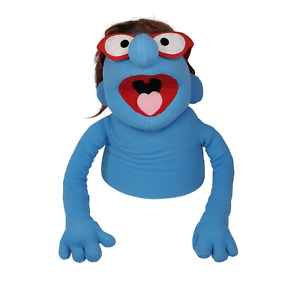 FAO Schwarz Blue Muppet Girl Hand Puppet Whatnot Workshop Glasses Reddish Hair