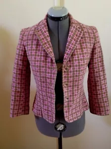 Chaqueta Blazer Express 100% Algodón Rosa Marrón Ajustada Mangas Largas Botonadas 0 Usada en Excelente Condición - Imagen 1 de 7